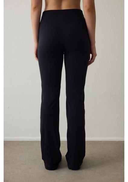 Siyah Sıcak Tutan Flare (İspanyol Paça) Yüksek Bel Tayt modelleri