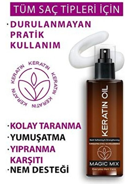Magic Mix Keratin Saç Spreyi 110 ml Tüm Saç Tipleri İçin Yumuşatıcı Etki fırsatları