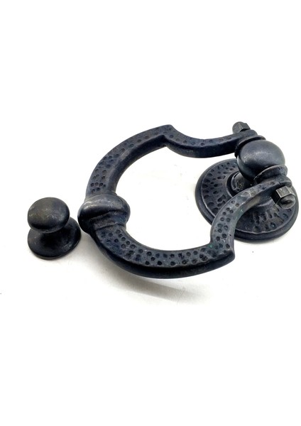 Antika Tarz Dekoratif Pirinç Dövme Kapı Tokmağı, Taktak - 150X105 Mm, Oksit - Lisinya