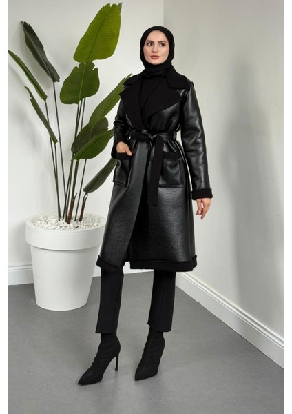 Ribana Içi Kürklü Suni Deri Kaban Siyah