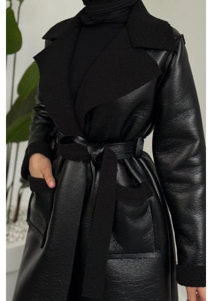 Ribana Içi Kürklü Suni Deri Kaban Siyah modelleri