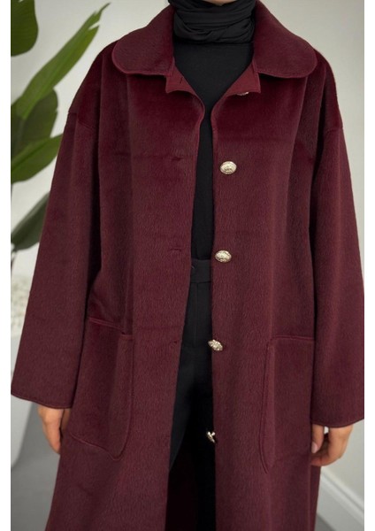 Mandell Kürklü Kaşe Kaban Bordo fırsatları