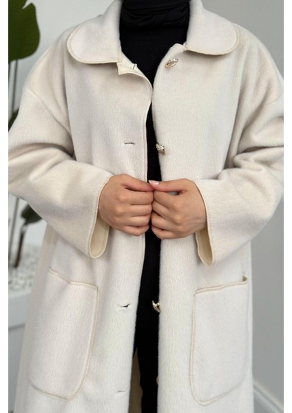 Mandell Kürklü Kaşe Kaban Krem indirimleri