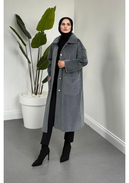 Mandell Kürklü Kaşe Kaban Gri