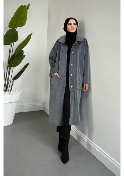 Mandell Kürklü Kaşe Kaban Gri fiyatları