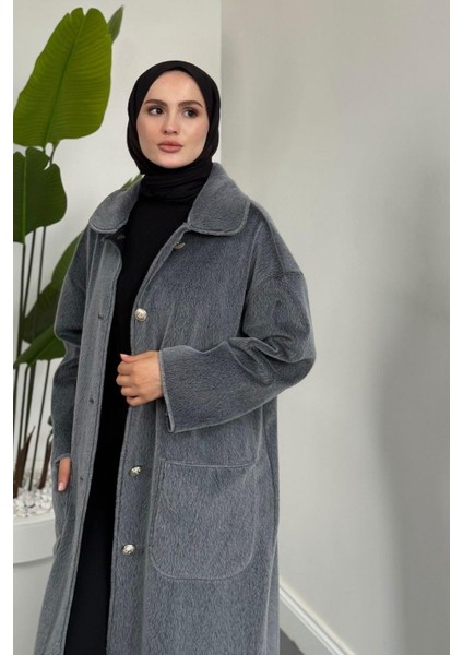 Mandell Kürklü Kaşe Kaban Gri modelleri