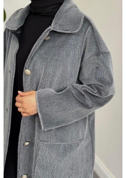 Mandell Kürklü Kaşe Kaban Gri fırsatları