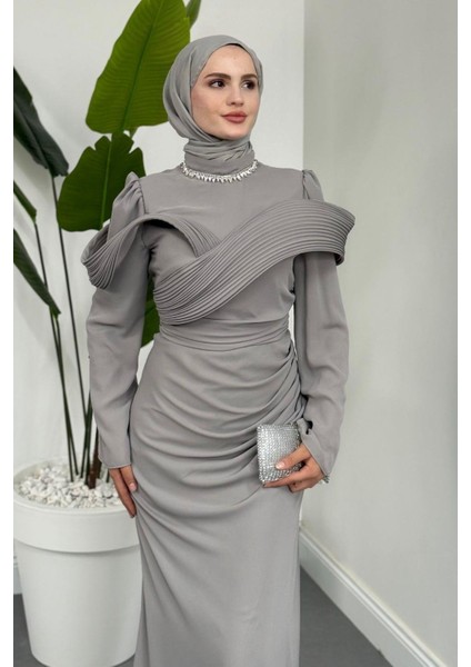 Lyra Pelerinli Balık Abiye Gri fiyatları