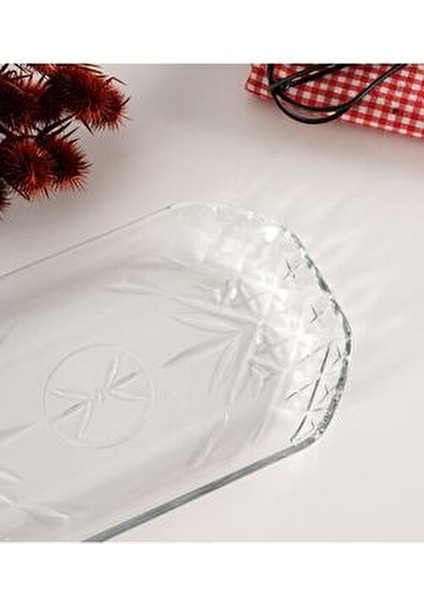 Timeless Şeffaf Kayık Servis Tabak 30x18 cm Modern Desenli 1 Adet indirimleri