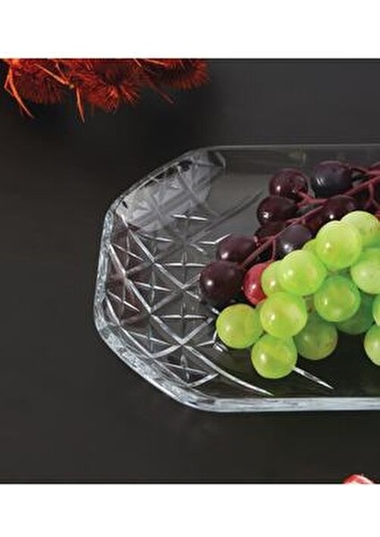 Timeless Şeffaf Kayık Servis Tabak 30x18 cm Modern Desenli 1 Adet