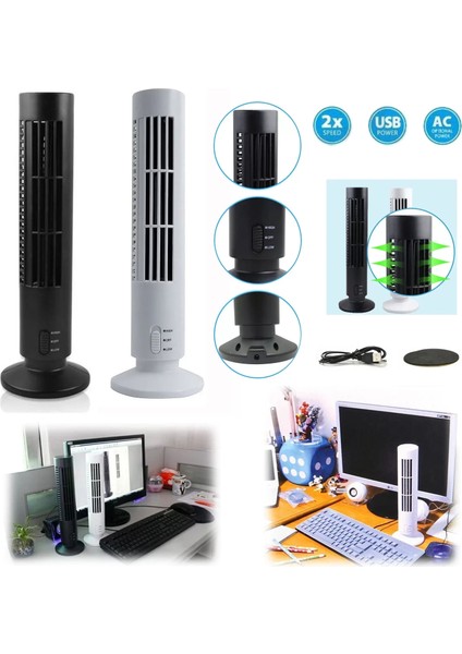 Kule Tipi USB Elektrik Fan Yapraksız Klima Fanı (5224)
