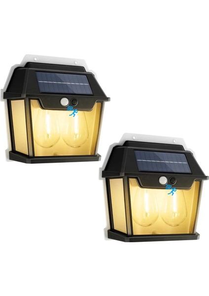 2 Ampullü Hareket Sensörlü Solar Güneş Enerjili Ampul LED Duvar Lambası (5224) modelleri
