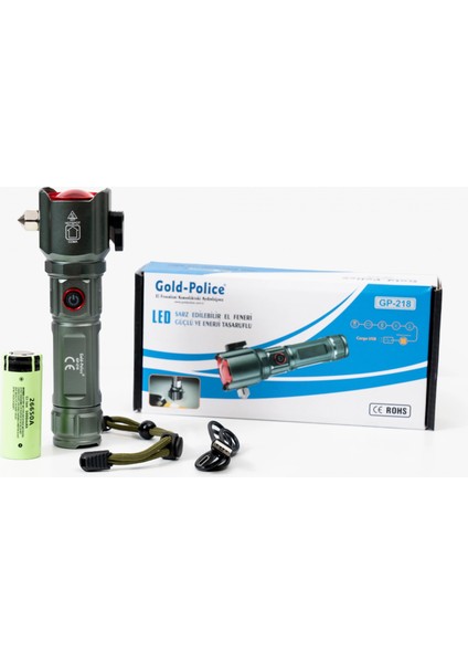 Gold Police GP-218 Acil Durum El Feneri Güçlü Tg LED 3000 Lümen - Lisinya modelleri