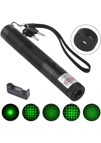 100MW Desen Başlıklı Şarjlı Yeşil Lazer Pointer (5224) fiyatları