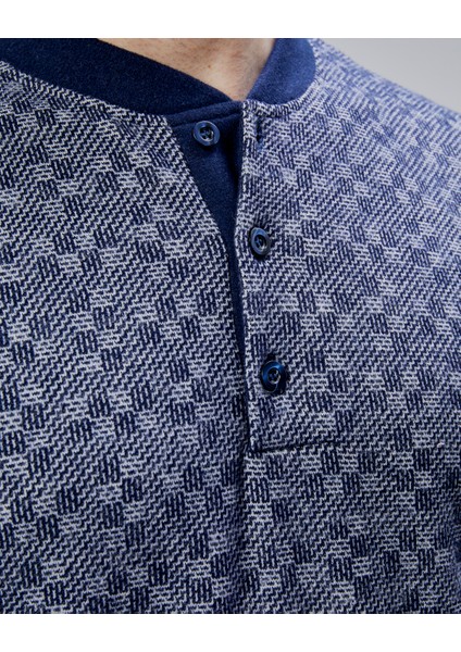 Mooncover Erkek Kışlık Önü Desenli Pijama Takımı Lacivert fırsatları