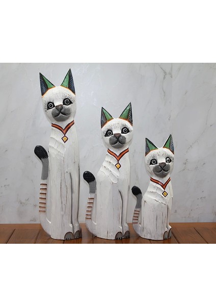 Ahşap 3'lü Kedi Seti 50 cm Okas:1 - Lisinya