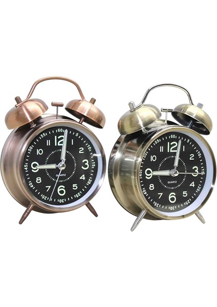 Antik Retro Metal Çalar Saat Masaüstü Alarmlı, Işıklı, Çift Çanlı Zilli, Dekoratif Koleksiyonluk Pilli Saat fırsatları