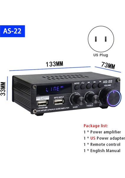 AS22 Hıfı Dijital Amplifikatör 30WX2 2.0 Kanal Araç Bluetooth Amplifikatör Ana Sayfa Stereo Ses Amplifikatör Alıcı Abd Fişi (Yurt Dışından) fiyatları
