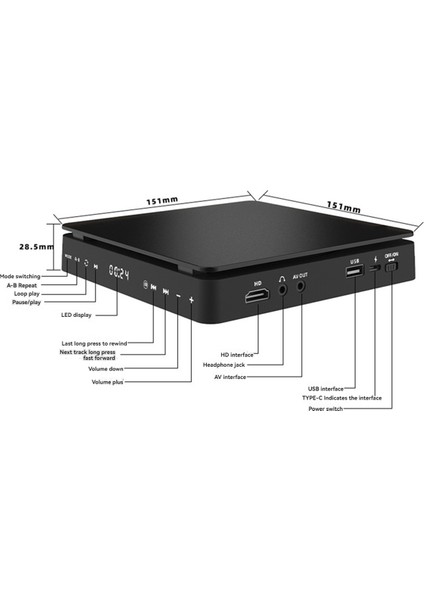 Taşınabilir DVD Player HDMI Av Out & CD Player Optical Out Bölgesi , USB Desteklenen Ingiltere Fişi ile Uyumlu (Yurt Dışından) fırsatları