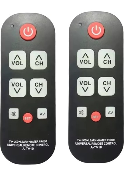 2pcs A-TV10 Tv Yaşlılar Için Uzaktan Kumandalı Evrensel Denetleyici Tüm Tv Modelleri Için LED Işığı ile Basit Su Geçirmez Uzaktan Kumanda (Yurt Dışından)