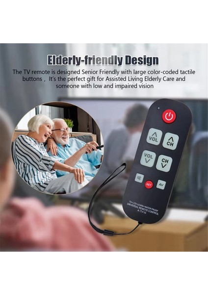 2pcs A-TV10 Tv Yaşlılar Için Uzaktan Kumandalı Evrensel Denetleyici Tüm Tv Modelleri Için LED Işığı ile Basit Su Geçirmez Uzaktan Kumanda (Yurt Dışından) indirimleri