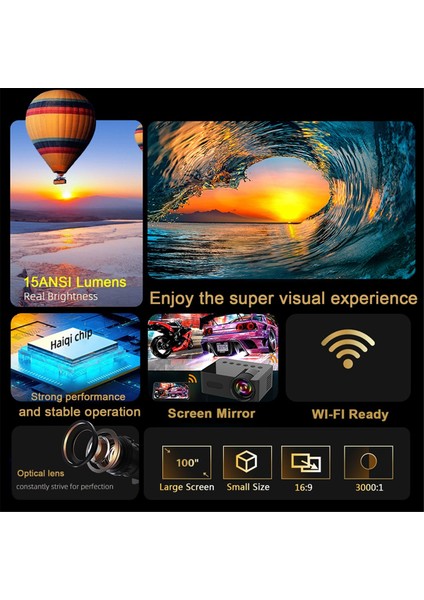 Projektör LED Hd 1080P Kablosuz Cep Telefonu Mini Projektör Projektör Stand Taşınabilir Ev Sineması Video Oynatıcı (Yurt Dışından) fırsatları