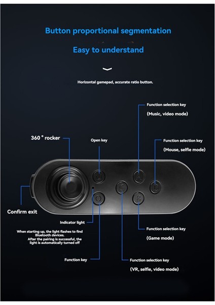 Bluetooth Kablosuz Vr Uzaktan Oyun Denetleyicisi Joystick Gamepad Somatosensoriyel Uzaktan Kumanda Beyaz (Yurt Dışından)