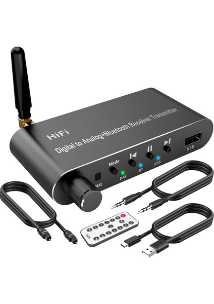 Bluetooth 5.1 Verici Alıcı Dijitalden Analog Ses Dönüştürücüsü Dac Kablosuz Adaptörü, Tv Için Analog&#39;a Koaksiye, Oyun (Yurt Dışından)