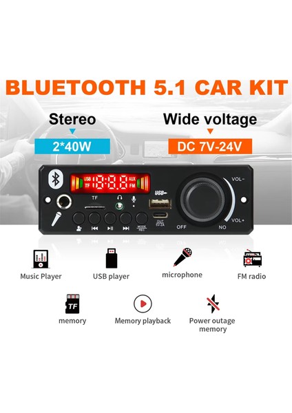 Bluetooth 5.0 Mp3/wav/flac Amplifikatör Kod Çözücü Kartı 24V 2X80W Mıc, Usb/tf/fm ve Gürültü Azaltma ile Araba Ses Sistemi (Yurt Dışından) fırsatları