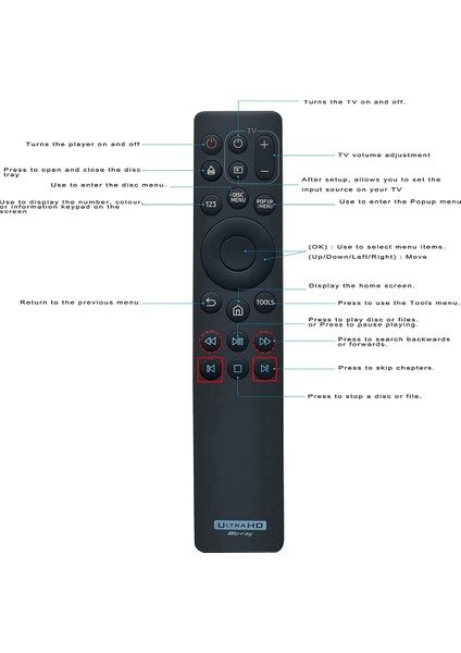 AK59-00180A Uzaktan Kumanda Samsung-Streaming Blu-Ray Oynatıcı 4K UHD Ultra Hd Ev Sineması Sistemi (Yurt Dışından) modelleri