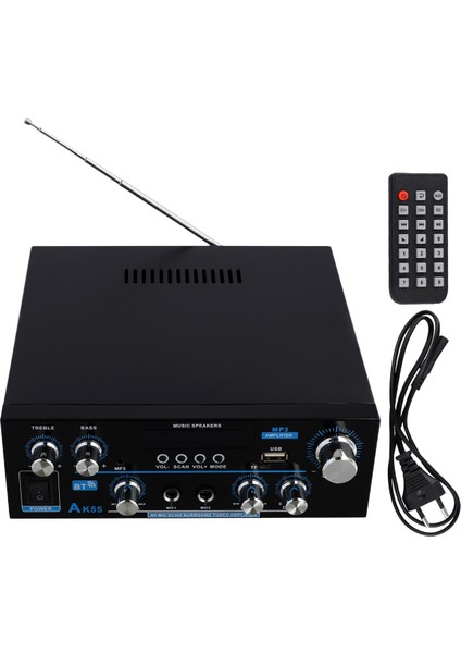 AK55 Ses Amplifikatörü 2.0 Kanal Hifi Dijital Bluetooth Amplifikatör USB Dijital Amplifikatör Ab Fişi (Yurt Dışından)