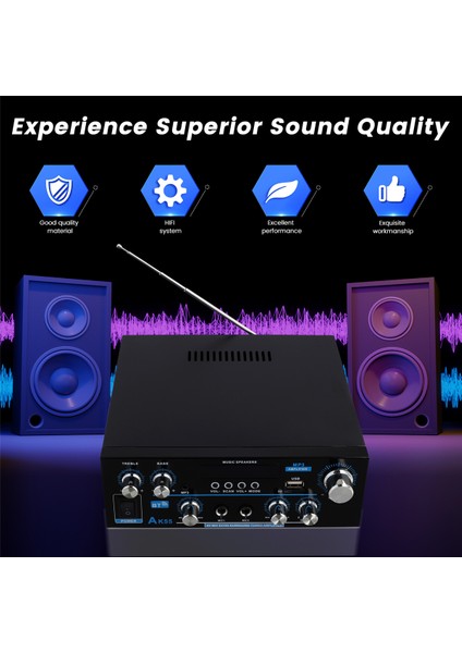 AK55 Ses Amplifikatörü 2.0 Kanal Hifi Dijital Bluetooth Amplifikatör USB Dijital Amplifikatör Ab Fişi (Yurt Dışından) fırsatları