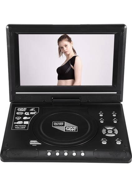 9.8 Inç Taşlanabilir Mobil DVD Mini Tv Hd Player Dahili Şarj Edilebilir Pil Desteği Sd Kartı/usb Port/dvd Abd Fişi (Yurt Dışından)