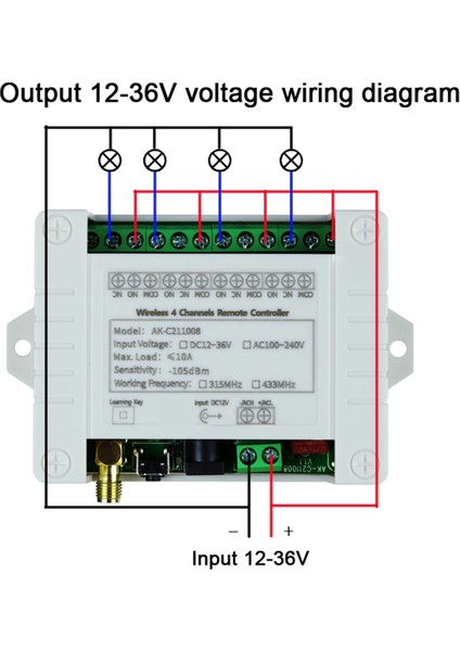 Dc 12V 24V 36V 10A 433MHZ 4 Kanal Kablosuz Röle Rf Uzaktan Kumanda Anahtarı Alıcı+4ch Verici, 1 Alıcı 1 Uzak (Yurt Dışından) fiyatları