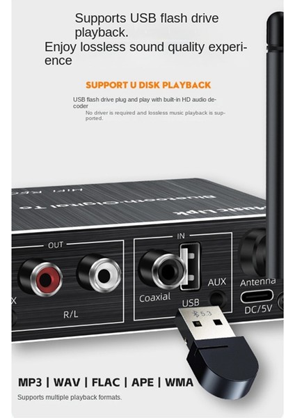 Bluetooth 5.3 Audio Alıcı Aux/koaksiyel/mıc/usb Kayıpsız Müzik Kablosuz Ses Adaptörü Uzaktan Kumanda (Yurt Dışından) indirimleri