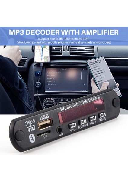 Bluetooth 5.0 Mp3 Decoder Tahtası Dc 5V 12V Car Fm Radyo Modülü Desteği Tf USB Aux Aux Aux (Yurt Dışından) fırsatları