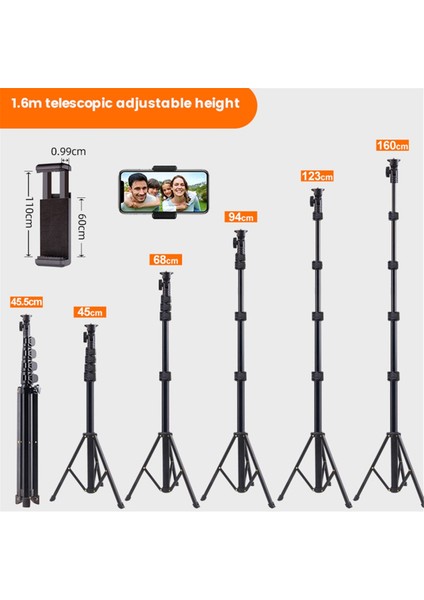 Cep Telefonu Kamerası Için 64 Inç Tripod, Uzaktan Kumanda ve Telefon Tutucusu ile Telefon Tripodu, Video Kaydı Için Taşınabilir Tripod (Yurt Dışından)