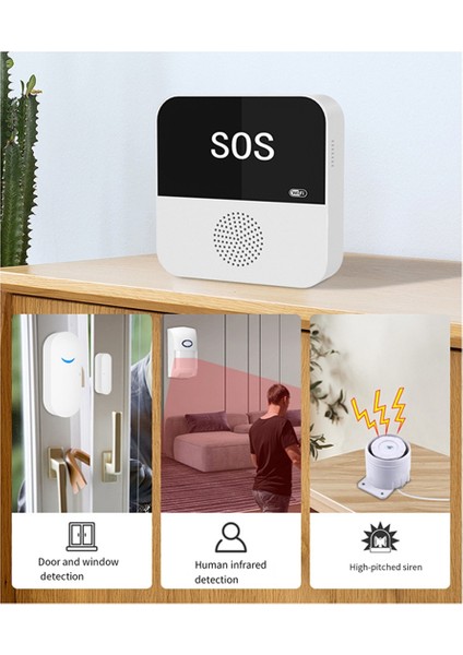 Wifi Kablosuz Akıllı Ağ Geçidi Acil Durum Arayan Sos Ses Uyarısı Hırsızlık Karşıtı Kapı Mıknatısı Kızılötesi Dedektör (Yurt Dışından)