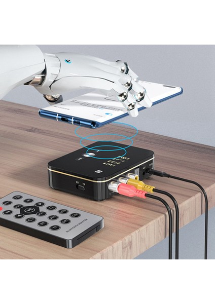 M8 Bluetooth 5.0 Rca Ses Alıcı Verici Aptxll 3.5mm Aux Müzik Kablosuz Adaptörü Mıc Nfc ile Araba Tv Hoparlörleri (Yurt Dışından) fiyatları