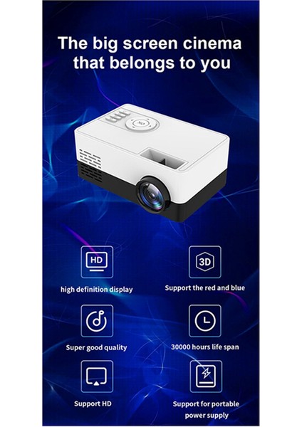 J15 Pro Ev Sineması Için Mini Projektör 480X360 Piksel 1080P Desteklenen USB Ses Videosu Mini Beamer-Abd Fişi (Yurt Dışından) fiyatları