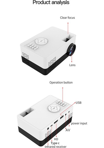 J15 Pro Ev Sineması Için Mini Projektör 480X360 Piksel 1080P Desteklenen USB Ses Videosu Mini Beamer-Abd Fişi (Yurt Dışından) indirimleri