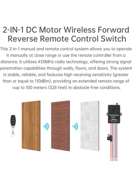 Dc Motor Kablosuz Ileri Ters Uzaktan Kumanda Anahtarı Dc 5V - 48V 10A Doğrusal Kontrolör Vinç Solenoid Röle Kontaktörü (Yurt Dışından) fiyatları
