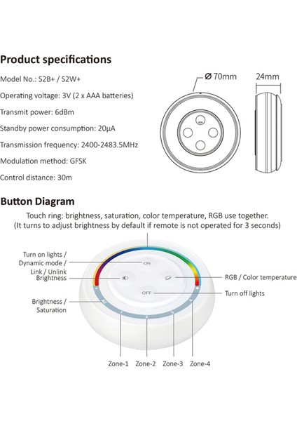 S2W+ 4-Zone 2.4ghz Rainbow Uzaktan Ayarlanabilir Doygunluk Cct/parlaklık Anahtarı Seri Ampul Işık Denetleyicisi Için Rgbcct (Yurt Dışından) indirimleri
