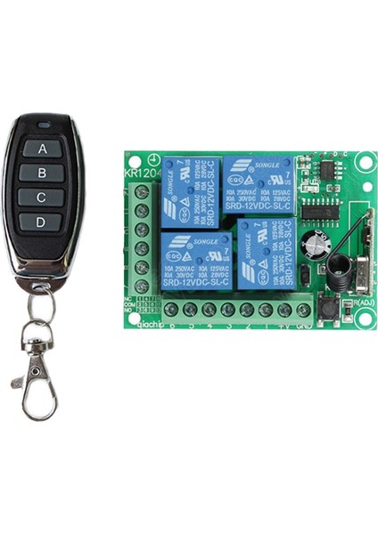 Dc 12V 4ch 4 Ch Kablosuz Rf Uzaktan Kumanda Işık Anahtarı Radyo Alıcı Modülü+Verici Garaj Kapıları/lamba (Yurt Dışından)