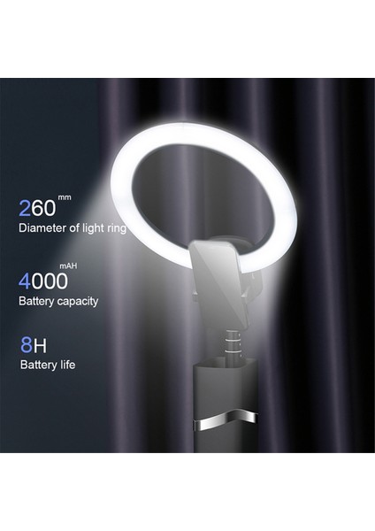 10 Inç Mini Taşınabilir LED Yüzük Dolgu Işık Tripod Masaüstü Ayarlanabilir Uzaktan Kontrol Lambası Canlı Akış Siyahı (Yurt Dışından) modelleri