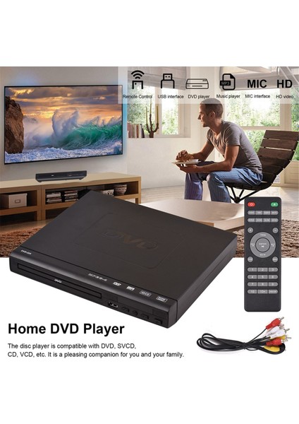 DVD-225 Home DVD Player Dijital Multimedya Oyuncu Av Tv VCD DVD Player Eu Flug Için Uzaktan Kumanda ile Çıktı (Yurt Dışından) fiyatları