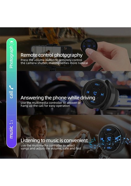 Kablosuz Bluetooths Uzaktan Kumandalı Araba Motosiklet Bisiklet Medya Düğmesi Mp3 Müzik Çalar Ios Android Telefon Tablet (Yurt Dışından) fırsatları