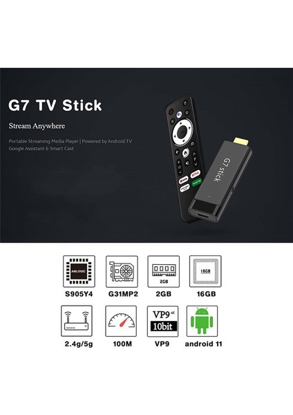 G7 Tv Stick S905Y4 4K Tv Dongle 2GB+16GB Android 11.0 Akıllı Tv Kutusu 2.4g 5g Wifi Bluetooth Medya Oynatıcı Set Üst Kutusu (Yurt Dışından) fiyatları