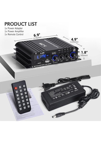 S-299 Mini 4.1 Ses Stereo Güç Amplifikatörü Bt Taşınabilir Araba ve Ev Çift Kullanımlı 4X40W Uzak Ses Amplifikatörü Abd Fişi (Yurt Dışından) modelleri