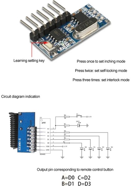 433MHZ Rf Alıcı Öğrenme Kodu Kod Çözücü Modülü 433MHZ Kablosuz 4 Ch Uzaktan Kumanda Için 4 Ch Çıkışı 1527 2262 Kodlama 5 Adet (Yurt Dışından) fiyatları